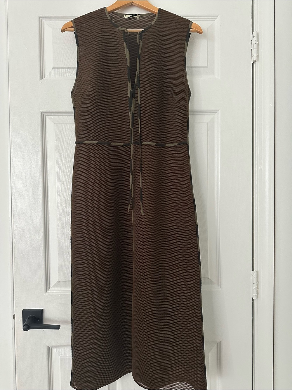 Fendi Brown V-Neck Sleeveless Midi Dress EU 44 US 10 Authentic